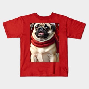 Cute Christmas pug puppy Kids T-Shirt